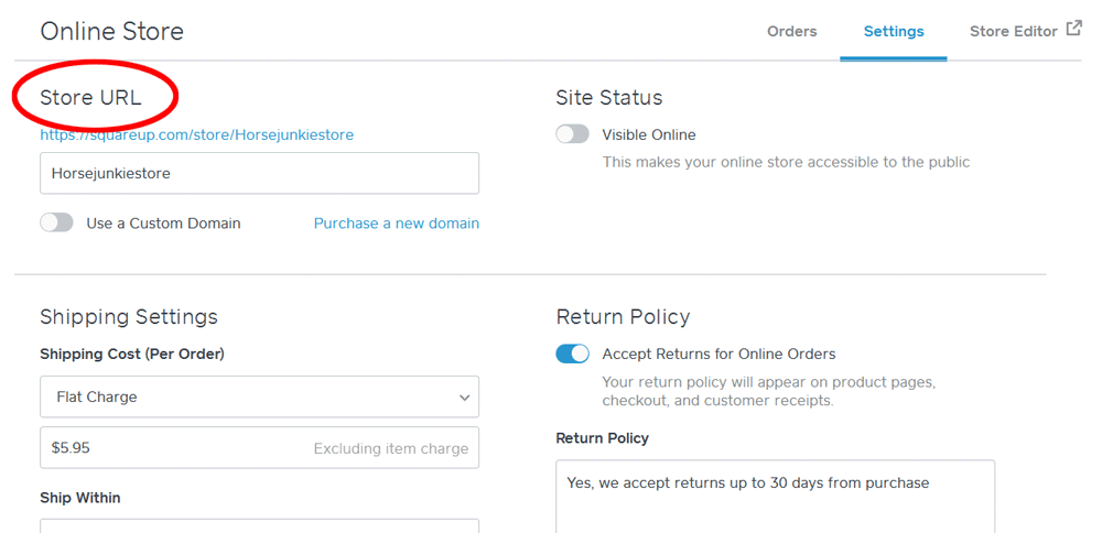 How to Set Up a Free Square Online Store - Set up URL