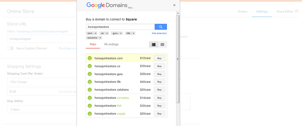 How to Set Up a Free Square Online Store - Buy domain from Google