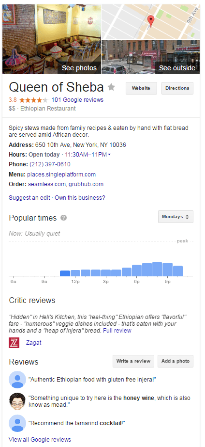 queen of sheba google ranking