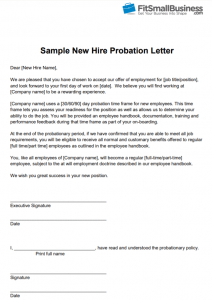 Free Sample New Hire Probation Period Letter Template from Fit Small Business