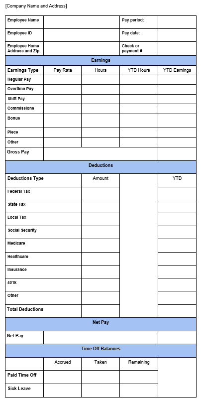 free downloadable paystub template