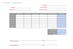 Weekly Timesheet Templates