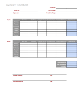 Bi Weekly Timesheet Templates