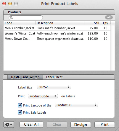 barcode labels - Use a POS to create barcode labels