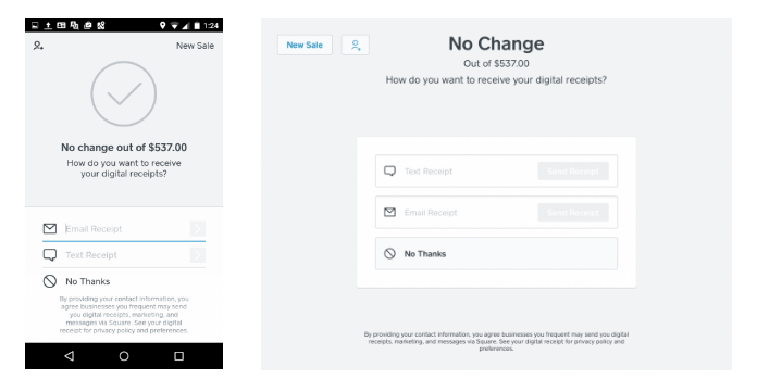 Square POS: Give customer receipt